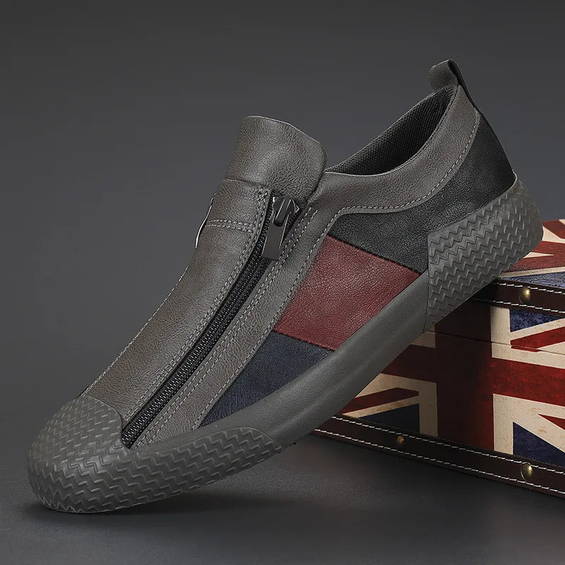 Men’s Slip-On Sneakers With Side Zipper And Multi-Panel Upper