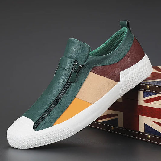 Men’s Slip-On Sneakers With Side Zipper And Multi-Panel Upper